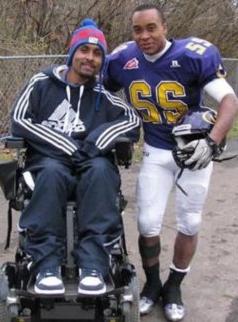 Image of Julio Fuentes and a Saxon football player